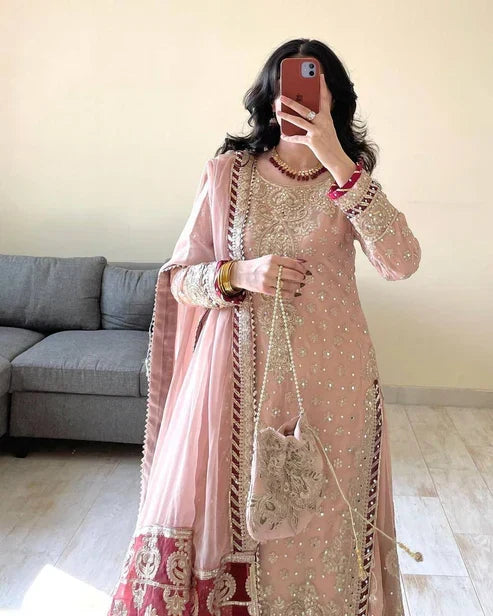 Royal Dastan Foux Gorgette Sharara Suit Set