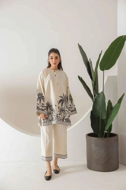 Printed palm tree Cotton Co-ord Set