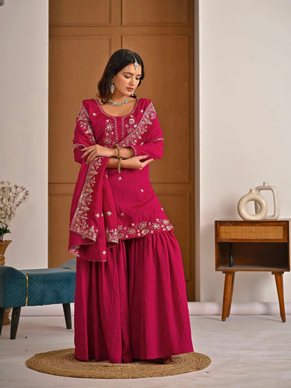 Rajvanshi Pink Heavy Bits hand Work Set