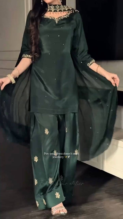 Aafiya Diamond Crep Farshi Set