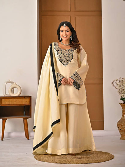 Ravina Roman Silk Diamond Sharara Set