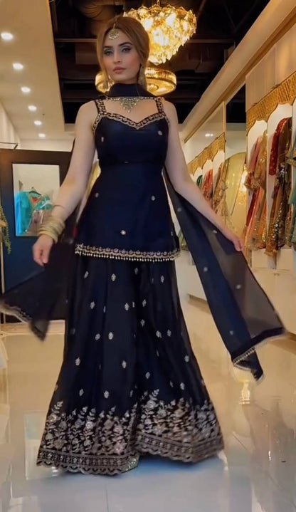 Zivanta Frendy Silk Zari Sharara Set