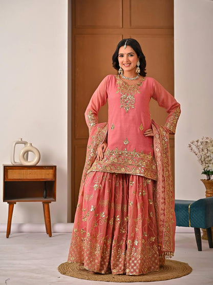 Zynira Crunchy Silk Sharara Set