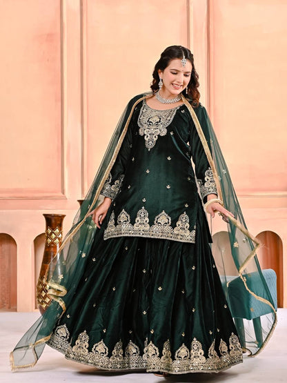 Velmira Velvet Sequence Sharara Set