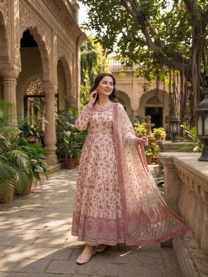 shaal Noor Floral Anarkali Suit Set