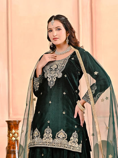 Velmira Velvet Sequence Sharara Set