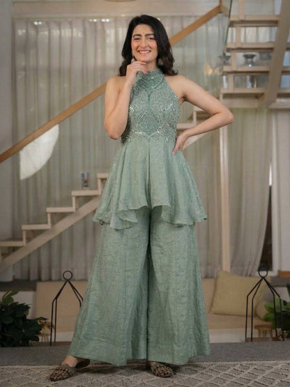 Yuvika Shimmer Flair Palazzo Set