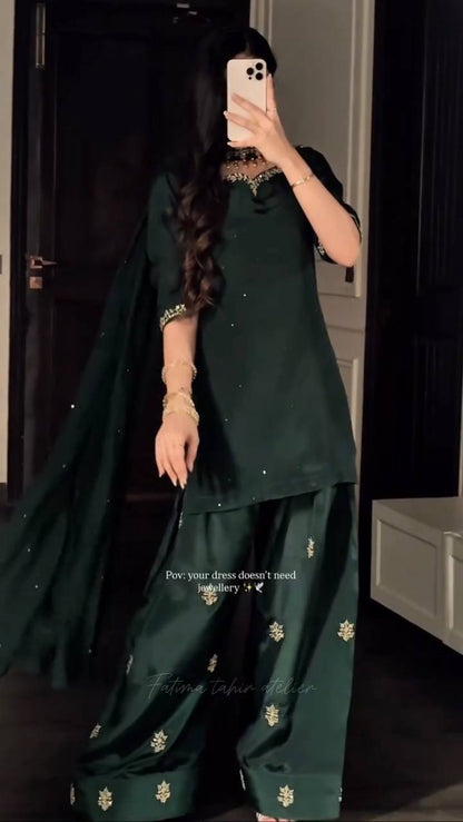 Aafiya Diamond Crep Farshi Set