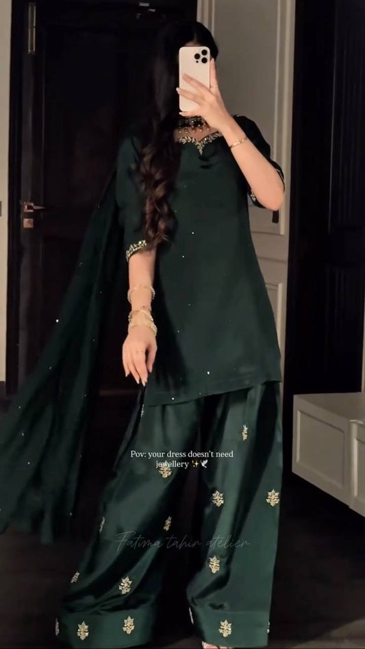 Aafiya Diamond Crep Farshi Set